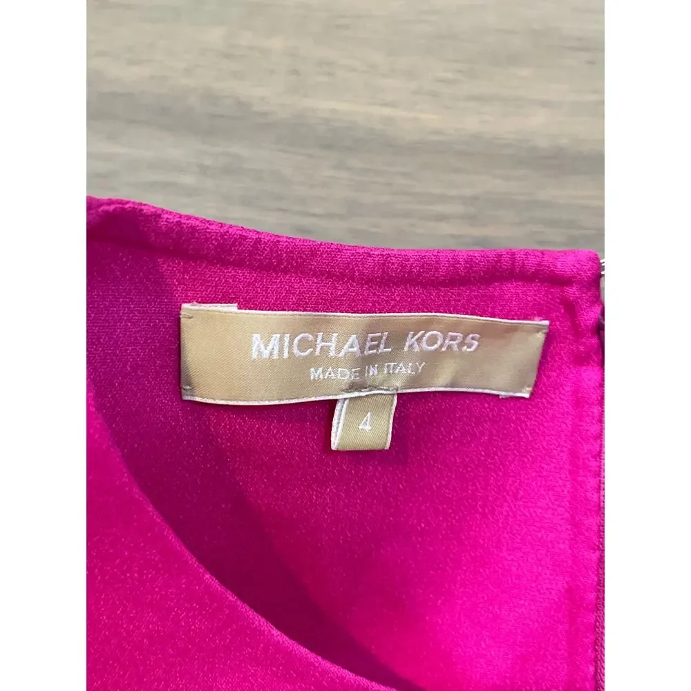 Michael Kors Size 4 Pink Silk Fit & Flare Dress Made in Italy